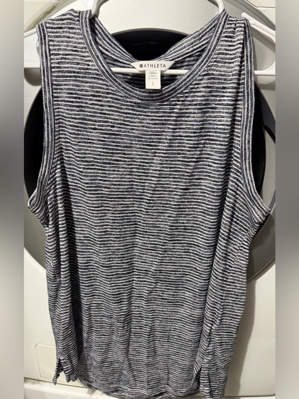 Athleta Black and White Striped Sleeveless Tank